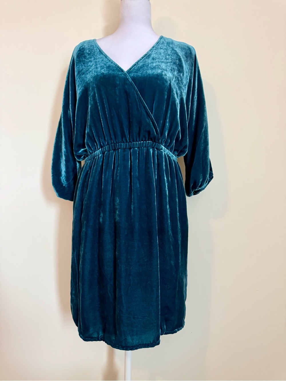 Sundance Teal Velvet Mini Dress silk rayon blend size small